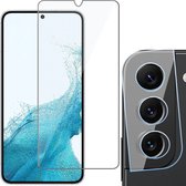 Screenprotector geschikt voor Samsung Galaxy S22 - Gehard Glas Beschermglas Tempered Glass Screen Protector - Camera Lens Protector