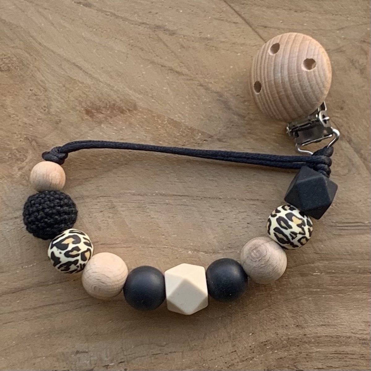 Goedkoopste Speenkoord Panter | Gender Neutraal | Kraamcadeau | Baby | Babyshower | Speenclip | Speenketting | Kralen | Bebbes