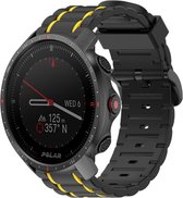 Siliconen Smartwatch bandje - Geschikt voor  Polar Grit X Pro sport gesp band - zwart/geel - Strap-it Horlogeband / Polsband / Armband