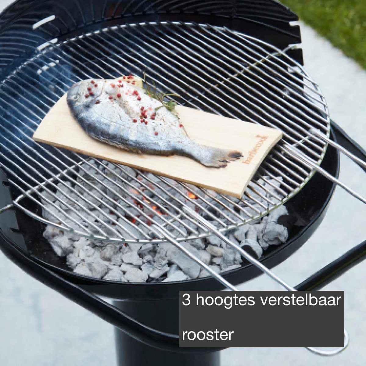 Barbecook Loewy 45 - Houtskool BBQ barbecue - Grilloppervlak 43 cm - Incl. Windscherm, BBQ rooster en asopvangpot - Zwart – foto 6