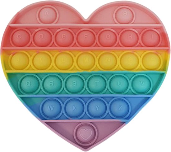 Fidget toys pop it - Hart - Hartjes - Speelgoed - Pastel - Rainbow - Regenboog - Anti stress - Concentratie verhogend - multicolor - Schoencadeautjes sinterklaas