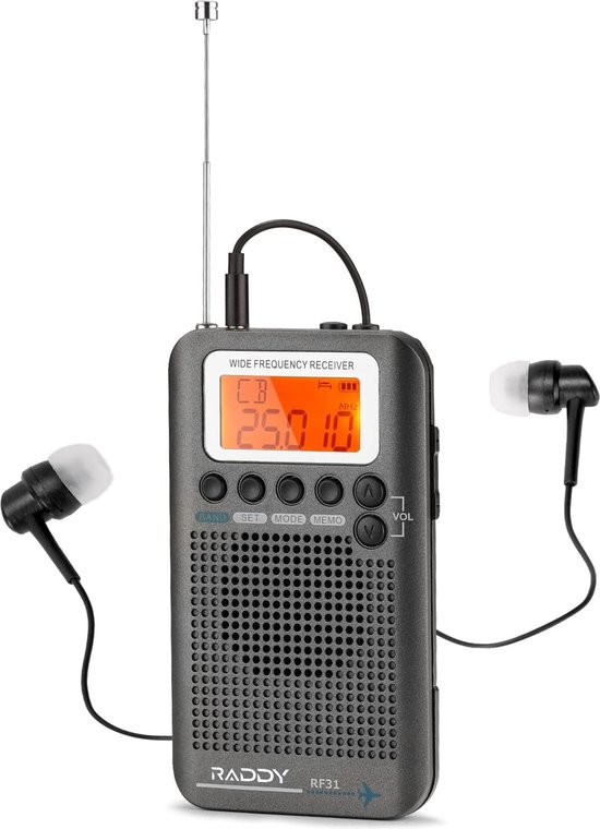 Raddy RF31 draagbare radio, wereldontvanger, radio, FM/AM/MW/SW VHF CB Air  Band... | bol.com