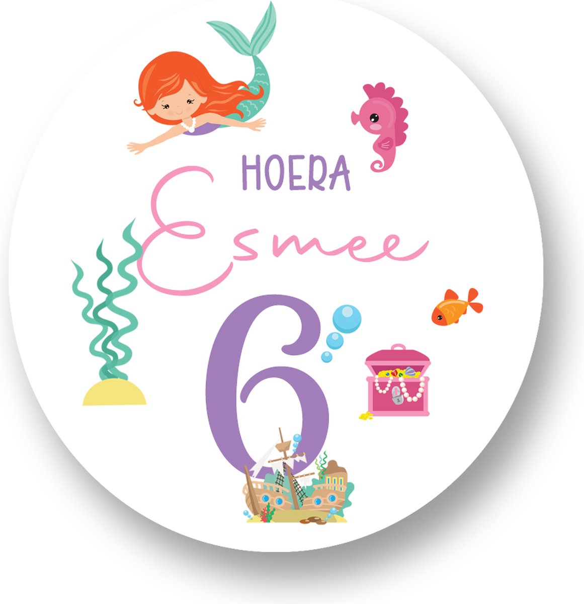 25x Traktatie Stickers Met Naam en Leeftijd - Zeemeermin - Gepersonaliseerd - Sluitstickers - Kinderfeest Traktatie - Uitdelen - Uitdeeltraktatie - Traktatiestickers Pimp Studio