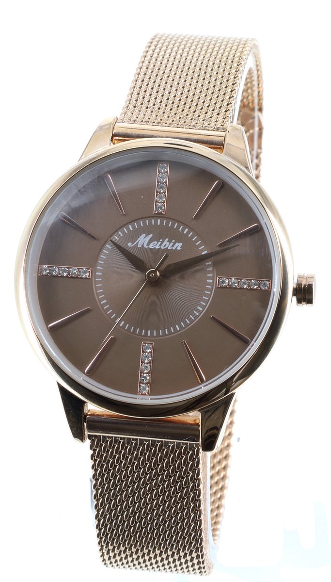 Longbo - Meibin - Dames Horloge - Rosé/Bruin - 34mm
