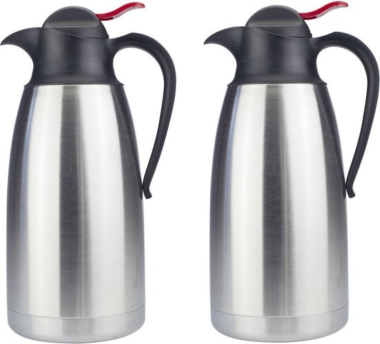 Foto: 2x stuks rvs thermoskan 1 1 liter koffiekan theekan