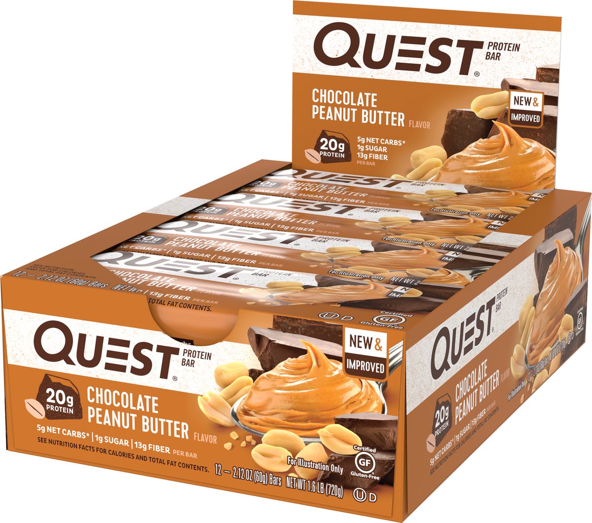 Goedkoopste Quest Nutrition Eiwitreep of -snack Choco Peanut Butter - 12 stuks