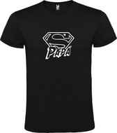 Zwart T-shirt ‘Super Papa’ Wit Maat 3XL