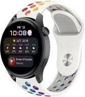 Siliconen Smartwatch bandje - Geschikt voor  Huawei Watch 3 - Pro sport band - wit kleurrijk - Strap-it Horlogeband / Polsband / Armband