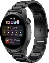 Stalen Smartwatch bandje - Geschikt voor  Huawei Watch 3 - Pro stalen band - zwart - Strap-it Horlogeband / Polsband / Armband