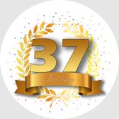 24x Verjaardag ronde stickers 37 jaar - Happy Birthday Feest Stickervellen Kinderen Volwassenen Cadeau Sticker