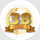 24x Verjaardag ronde stickers 38 jaar - Happy Birthday Feest Stickervellen Kinderen Volwassenen Cadeau Sticker