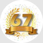 24x Verjaardag ronde stickers 67 jaar - Happy Birthday Feest Stickervellen Kinderen Volwassenen Cadeau Sticker