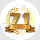 24x Verjaardag ronde stickers 71 jaar - Happy Birthday Feest Stickervellen Kinderen Volwassenen Cadeau Sticker