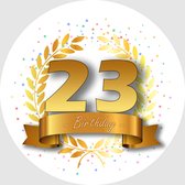 24x Verjaardag ronde stickers 23 jaar - Happy Birthday Feest Stickervellen Kinderen Volwassenen Cadeau Sticker