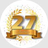 24x Verjaardag ronde stickers 27 jaar - Happy Birthday Feest Stickervellen Kinderen Volwassenen Cadeau Sticker