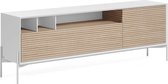 Kave Home - Marielle 2-deurs TV-meubel van essenhoutfineer met witte lak en metaal, 187 x 63 cm
