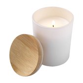 Scented Candle Vanilla - Wit - Geurkaars - 40 branduren - 130g - Bamboe Deksel