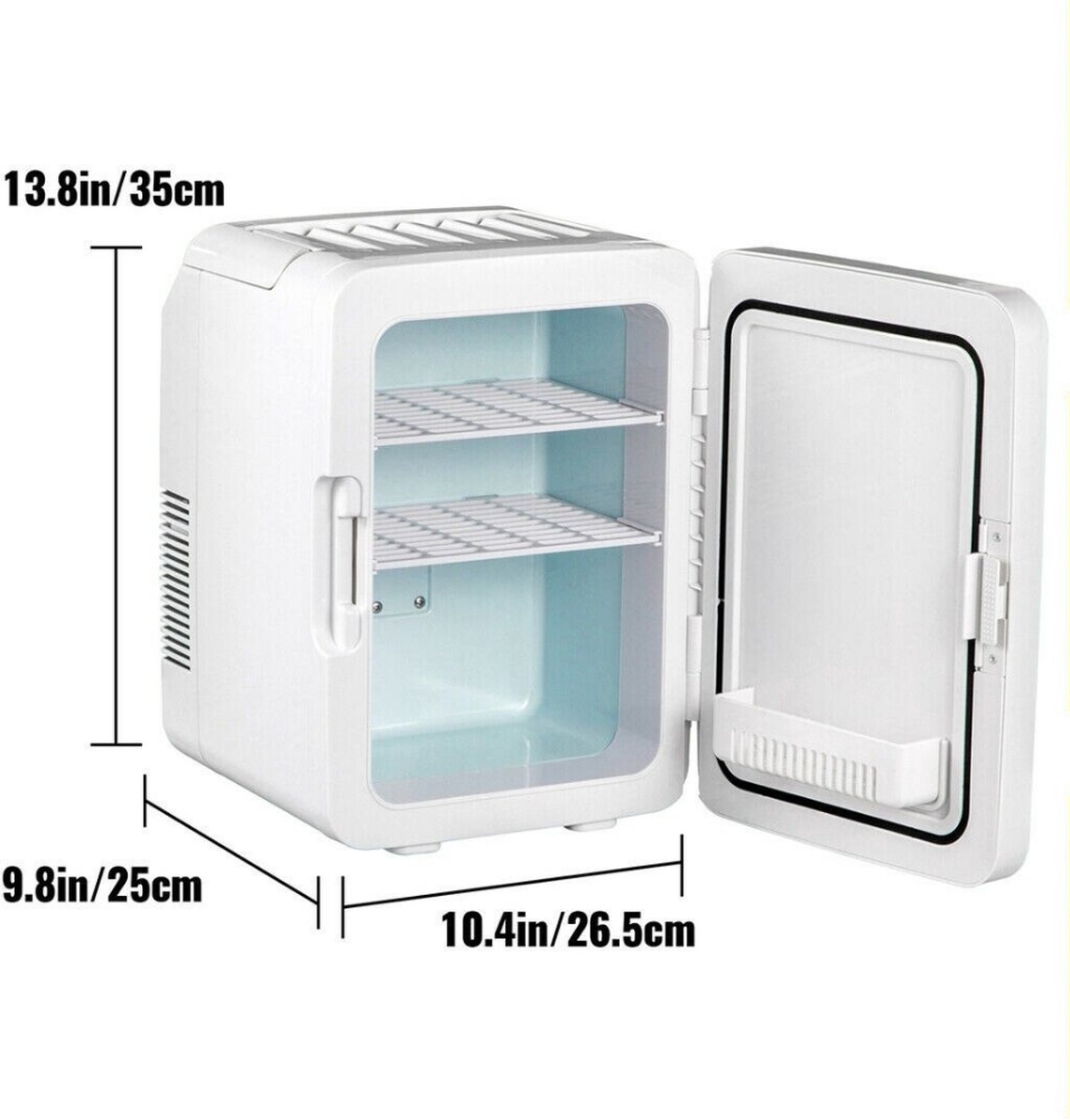 Flamingueo Mini-Kühlschrank 10 l mit Spiegel und LED-Licht, 12 V/220 V, Heiß- und Kaltfunktion, Rosa