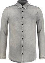 Purewhite -  Heren Regular Fit   Overhemd  - Grijs - Maat M