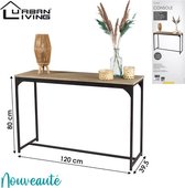 Urban Living - Industriële Metalen Console Tafel met Houten Blad - Wandtafel / Haltafel