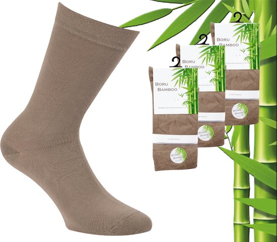 3 Paar Boru Bamboo Sokken - Bamboe - Donker Beige - Maat 46-47