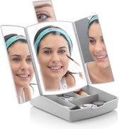 3-In-1 Opvouwbare Led Spiegel Met Make-Up Organiser