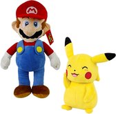 Super Mario Pluche Knuffel 30 cm + Pokémon Pikachu Pluche Knuffel 20 cm {Speelgoed Knuffeldier Knuffelpop Set voor kinderen jongens meisjes}