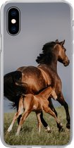Geschikt voor iPhone X hoesje - Dieren - Paarden - Veulen - Siliconen Telefoonhoesje