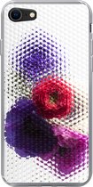 Geschikt voor iPhone 8 hoesje - Klaproos - Bloemen - Glas - Siliconen Telefoonhoesje