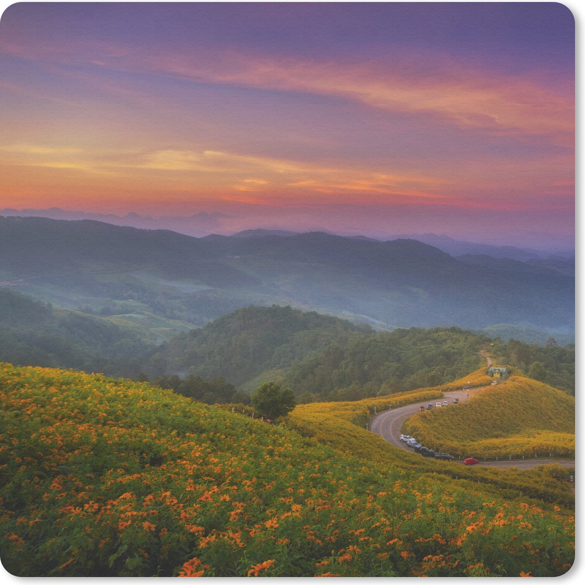 Muismat 30x30 cm - Mousepad Bergen - Kleuren - Pastel - Muismatten