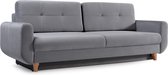 InspireMe- 3-zitsbank van Velvet voor woonkamer, slaapbank, sofa met slaapfunctie en opbergruimte, moderne bank, 3-zits - 232x91x89 cm, 200x142cm - SAPHIR (Lichtgrijs)