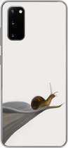 Geschikt voor Samsung Galaxy S20 hoesje - Slak - Lelie - Grijs - Siliconen Telefoonhoesje