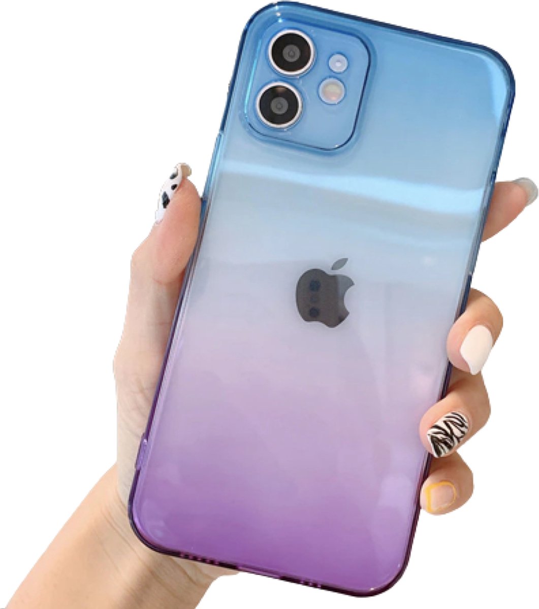 Apple Iphone 12 Pro Max siliconen hoesje blauw/paars *LET OP JUISTE MODEL*
