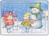 Sneeuwpop en verjaardag houten puzzel 54 stukjes