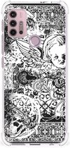 GSM Hoesje Motorola Moto G30 | G20 | G10 Doorzichtige Silicone Hoesje met transparante rand Skulls Angel