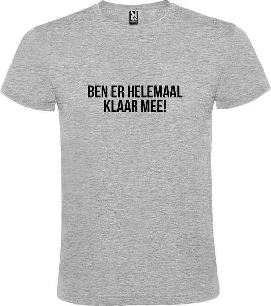 T-shirt gris Roly avec le texte noir "JE N'EN PEUX PLUS!". 