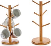Mokkenboom – Mokken Boom – Mokkenhouder – Mokken Houder – Mokkenrek Staand – Kopjeshouder – Koffiekopjes – Hout – Bamboe – Voor 6 Mokken