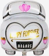 Bruiloft autoballon - 63x50cm - Happy Forever - Bruidsauto - Bruiloft versiering - Folie ballon - Bruidegom - Bruid - Trouw auto - Ballonnen - Thema feest
