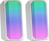 Luxiqo® Mars Gaming Bluetooth Speakers – Stereo Set – Bluetooth & AUX – 15 W – RGB – Wit
