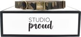 Studio Proud - Halsband - camouflage  - bronskleurige accenten - maat l - te combineren met bijpassende riem