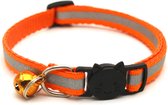 Kattenhalsband met veiligheidssluiting en belletje - Reflecterend - Verstelbaar - 19 / 32 cm - Halsband kat - Kattenbandje - Cat - Kitten - Katten halsband - Neon oranje