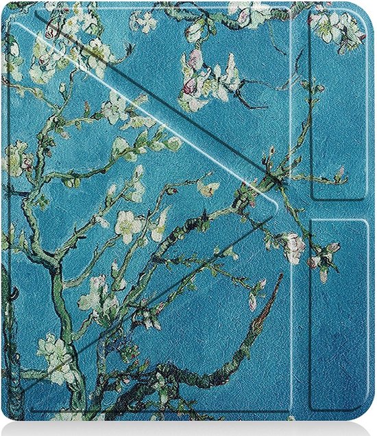Lunso - Origami sleepcover hoes - Geschikt voor Kobo Libra 2 (7 inch) - Van Gogh Amandelbloesem van Lunso — afbeelding 3