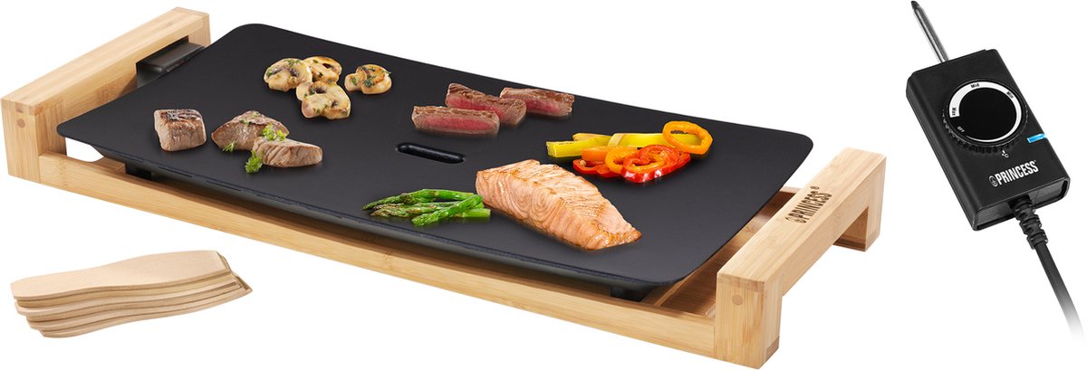 Princess 103026 Table Chef Pure Black- Gourmetplaat - Bakplaat - Grillplaat  - 50x25 cm... | bol.com