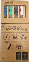 Tandenborstels- set - Bamboe - Set van 4 - Eco-Friendly - Familiepak - Duurzaam- BPA vrije haren
