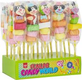 Funlab Clown spek lolly 55 gram - 20 stuks - Display - marshmallow - Lolly - Lollipops - kindertraktatie - trakteren - jongens & meisjes - ZONDER AZO KLEUREN