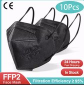 FFP2 mondmaskers - mondkapje - zwart - 10 stuks - kn95