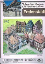 bouwplaat / modelbouw in karton Gebouwen : Freienstadt, 11 gebouwen met Flachwerk, schaal 1:160