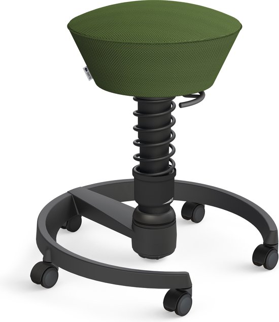 Aeris Swopper - ergonomische bureaukruk - zwart onderstel - groene zitting - zachte wielen - mesh - standaard