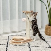 Kattenspeelgoed - Combineren met bal - voor katten Kitten - Natuurlijke sisal - Grappig - Interactief speelgoed - Massief hout - Krabpaal