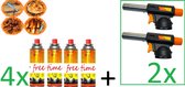 Unilight 2x Brûleur à gaz butane - Brûleur à gaz crème-brûlée - Brûleurs à crème brûlée - Briquet - Allumeur de barbecue - Brûleur à souder INCLUANT 4x bouteilles de gaz butane